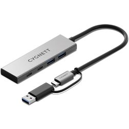 Cygnett Unite 4-in-1 Hub USB-A / USB-C vers USB-A / USB-C 0,15 mètre - Argent