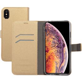 Mobiparts Saffiano Wallet Housse iPhone XS Max Etui Porte-Monnaie - Or