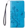 Mobigear Flowers Housse iPhone SE (2022) Etui Porte-Monnaie - Bleu