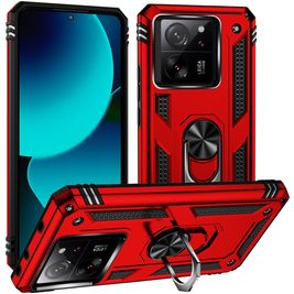 Mobigear Armor Ring Coque Xiaomi 13T Coque arrière Rigide Anti-Chocs avec Anneau-Support - Rouge