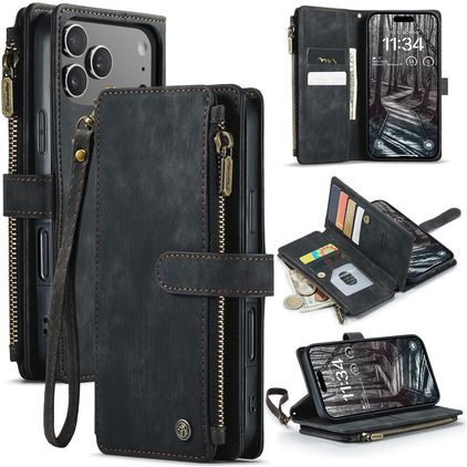 CaseMe C30 Housse iPhone 17 Pro Etui Porte-Monnaie - Noir