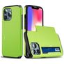 Mobigear Card Coque iPhone 13 Coque arrière Rigide Anti-Chocs avec Porte-Cartes - Vert