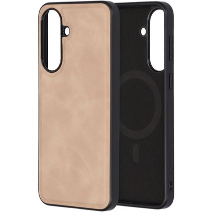 Mobiparts Classic Coque Samsung Galaxy A37 MagSafe Coque arrière en TPU,Similicuir - Moonstone Beige