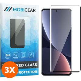 Mobigear Premium Xiaomi 12 Pro Verre trempé Protection d'écran - Compatible Coque - Noir (Lot de 3)