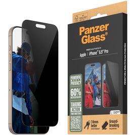 PanzerGlass Ultra-Wide Fit Privacy iPhone 16 Pro Max Verre trempé Protection d'écran Confidentialité - Compatible Coque - Noir