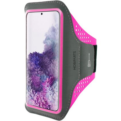 Mobiparts Comfort Fit Brassard Téléphone Samsung Galaxy S20 Plus Brassard Coque de Sport en Neoprène - Neon Pink