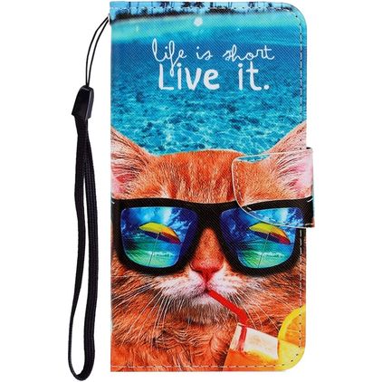Mobigear Design Housse Xiaomi Redmi 9A Etui Porte-Monnaie - Plage Chat