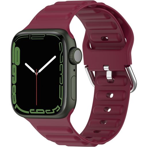 Mobigear Bumpy Bracelet Silicone Apple Watch Fermeture boucle ardillon - 49/46/45/44 mm - Bordeaux