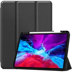 Mobigear Tri-Fold Gel Coque iPad Pro 12.9 Pouces (2020) Etui en TPU,Similicuir + Porte-crayon - Noir