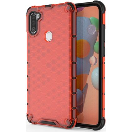 Mobigear Honeycomb Samsung Galaxy A11 Plastique rigide Coque arrière Antichoc - Rouge