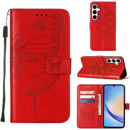 Mobigear Butterfly Housse Samsung Galaxy A35 Etui Porte-Monnaie - Rouge