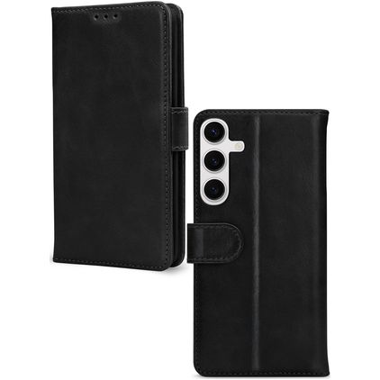 Mobilize Wallet Housse Samsung Galaxy S24 Etui en Cuir Véritable Porte-Monnaie - Noir