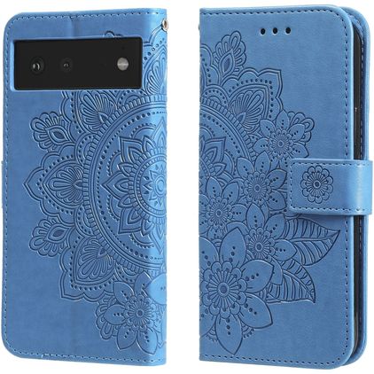Mobigear Flowers Housse Google Pixel 6 Etui Porte-Monnaie - Bleu