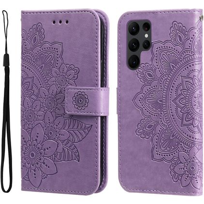 Mobigear Flowers Samsung Galaxy S23 Ultra Étui Portefeuille - Violet