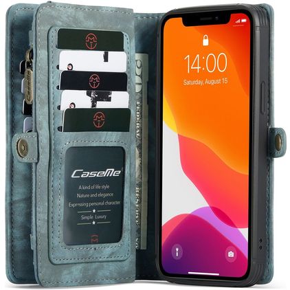 Caseme 008 Housse iPhone 12 Etui avec Coque Détachable Porte-Monnaie - Bleu