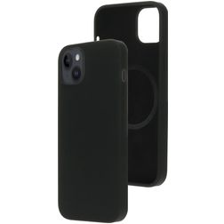 Mobiparts Coque iPhone 14 Plus MagSafe Coque arrière en Silicone - Noir