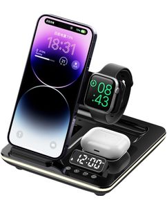 Mobigear AlarmDock Station de Charge QI pour Smartphone / AirPods & Apple Watch avec Réveil - Noir