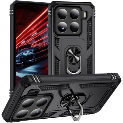 Mobigear Armor ring Coque Xiaomi 15 Coque arrière Rigide Anti-Chocs avec Anneau-Support - Noir