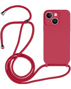 Mobigear Lanyard iPhone 14 Silicone Coque avec cordon - Bordeaux