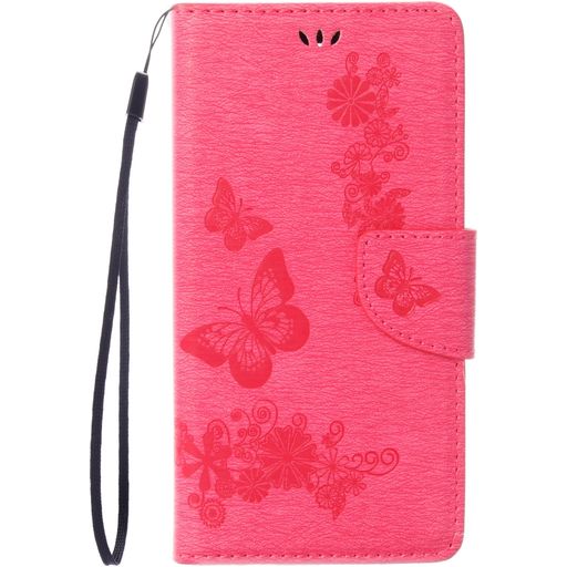 Mobigear Butterfly Housse iPhone SE (2020) Etui Porte-Monnaie - Magenta