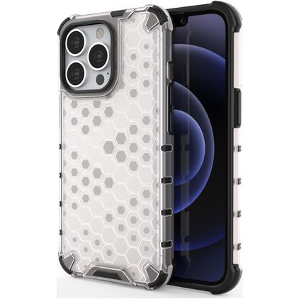 Mobigear Honeycomb Coque iPhone 14 Plus Coque arrière Rigide Anti-Chocs - Blanc
