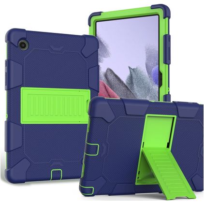 Mobigear ShieldStand Coque Samsung Galaxy Tab A8 10.5 (2021) Coque arrière en Plastique rigide,Silicone + Support Amovible - Bleu / Vert