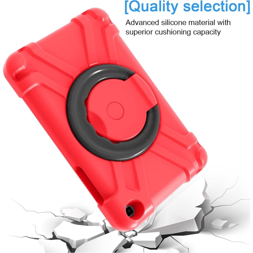 Coque Silicone DOOGEE Tab A9 / A9Pro - Support Réglable Multi-angles - Protection Anti-chocs - Rouge Vif