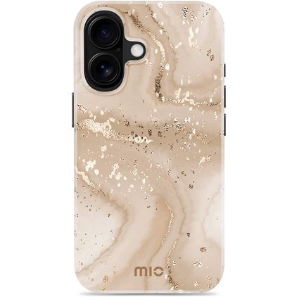 MIO Coque iPhone 16 MagSafe Coque arrière Rigide - Gold Marble