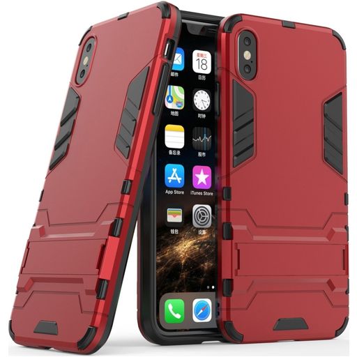Mobigear Armor Stand Coque iPhone XS Max Coque arrière Rigide Anti-Chocs avec Support Amovible - Rouge