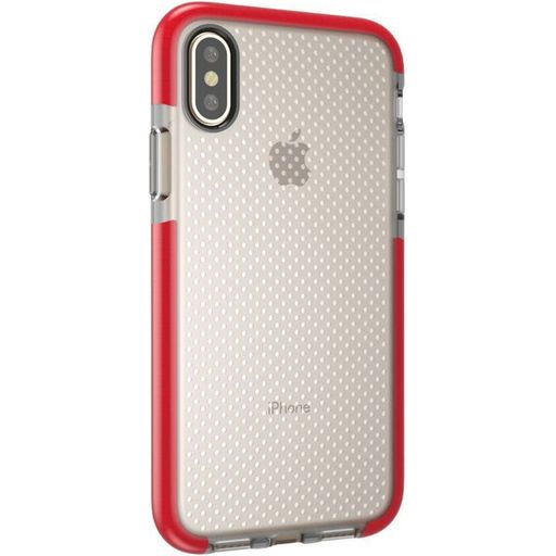 Mobigear Full Bumper Coque iPhone XS Coque arrière Rigide Anti-Chocs - Transparent / Rouge
