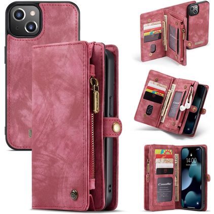 Caseme 008 Housse iPhone 13 Mini Etui avec Coque Détachable Porte-Monnaie - Rouge