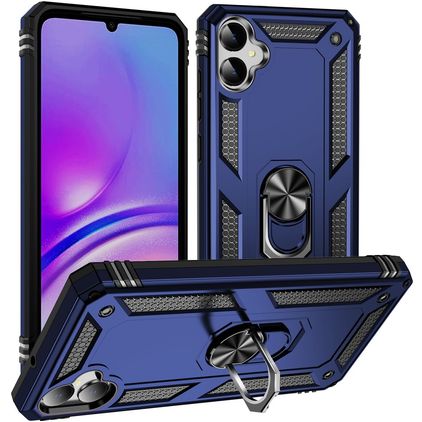 Mobigear Armor Ring Coque Samsung Galaxy A05 Coque arrière Rigide Anti-Chocs avec Anneau-Support - Bleu