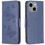 Mobigear Butterfly Housse iPhone 15 Plus Etui Porte-Monnaie - Bleu