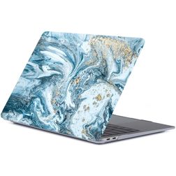 Mobigear Marble MacBook Air 13 Pouces (2018-2020) Coque - Blanc / Bleu - Model A1932 / A2179 / A2337
