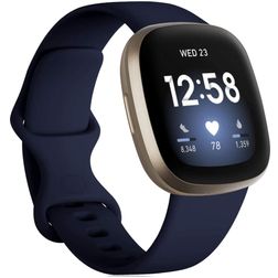 Mobigear Sport Dual Bracelet Silicone Fitbit Sense Fermeture à clou et passant - Dark Blue