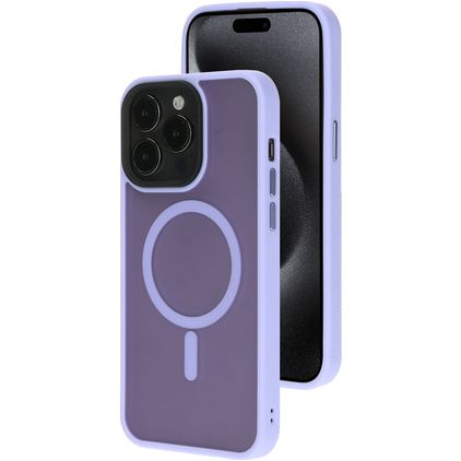 Mobiparts Hardcover iPhone 15 Pro Max MagSafe Plastique rigide Coque arrière - Satin Lila
