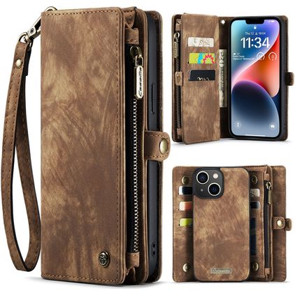 Caseme 008 Housse iPhone 15 Plus Etui avec Coque Détachable Porte-Monnaie - Marron