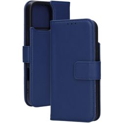 Mobiparts Wallet Housse iPhone 16 Pro Max MagSafe Etui en Cuir Véritable Porte-Monnaie - Bleu