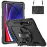 Mobigear SureGrip Xtreme Coque Samsung Galaxy Tab S9 FE Plus Coque arrière en Plastique rigide,Silicone + Porte-crayon + Bandoulière + Support Amovible - Noir