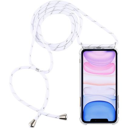 Mobigear Lanyard iPhone 11 TPU souple Coque avec cordon - Transparent / Blanc