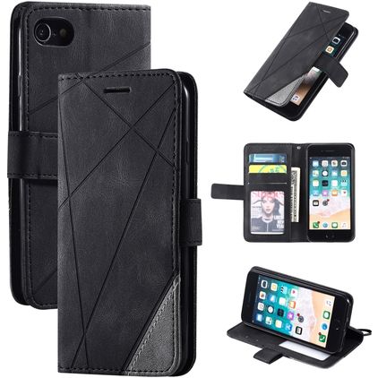 Mobigear Rhombus Housse iPhone SE (2022) Etui Porte-Monnaie - Noir