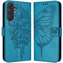 Mobigear Butterfly Housse Samsung Galaxy M55 Etui Porte-Monnaie - Bleu