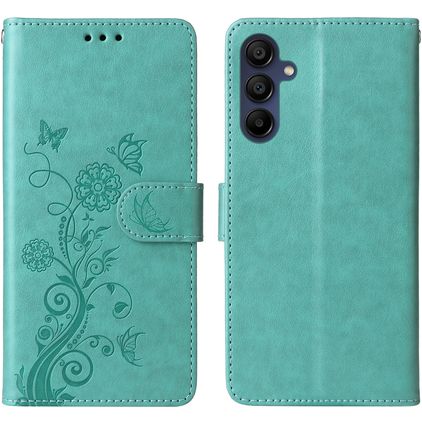 Mobigear Flowers Housse Samsung Galaxy A17 Etui Porte-Monnaie - Vert