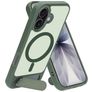 Mobiparts Hardcover Coque iPhone 17 MagSafe Coque arrière Rigide avec Support Amovible - Satin Green