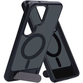 Mobiparts Hardcover Coque Samsung Galaxy S26 Ultra MagSafe Coque arrière Rigide avec Support Amovible - Satin Black