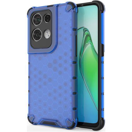 Mobigear Honeycomb Coque OPPO Reno 8 Pro 5G Coque arrière Rigide Anti-Chocs - Bleu
