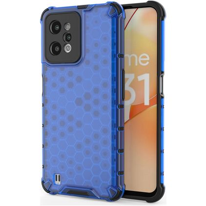 Mobigear Honeycomb Coque Realme C31 Coque arrière Rigide Anti-Chocs - Bleu