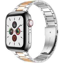 Mobigear Lissabon Bracelet Acier Apple Watch Fermeture boucle déployante - 49/46/45/44 mm - Rose doré / Argent