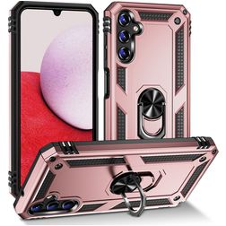 Mobigear Armor Ring Samsung Galaxy A14 Plastique rigide Coque arrière Antichoc avec bague de maintien - Rose doré