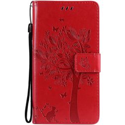 Mobigear Tree Housse Samsung Galaxy S21 Etui Porte-Monnaie - Rouge